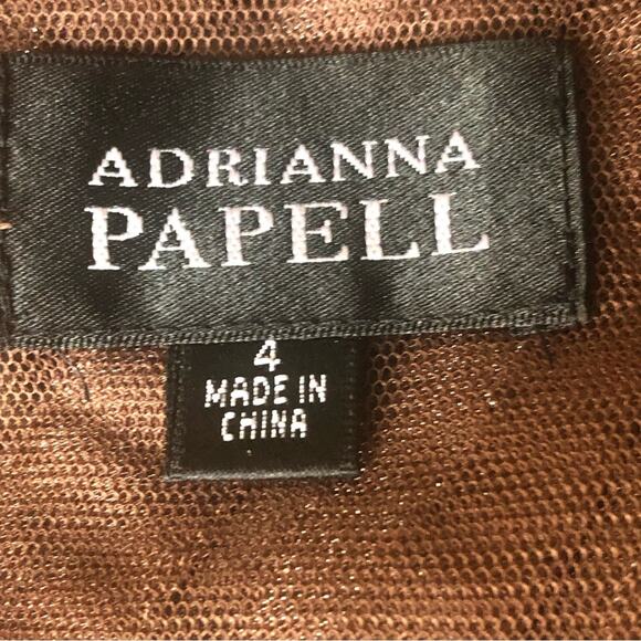 Adrianna Pappell pewter/bronze scalloped skirt cocktail dress sz 4 - Picture 5 of 7